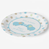 ツインブルーベビーゾウ水玉模様誕生会 ペーパープレート (アングル)