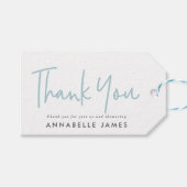 ツインブルーモダン感謝していタイポグラフィスタイリッシュユー ギフトタグ (正面(横))