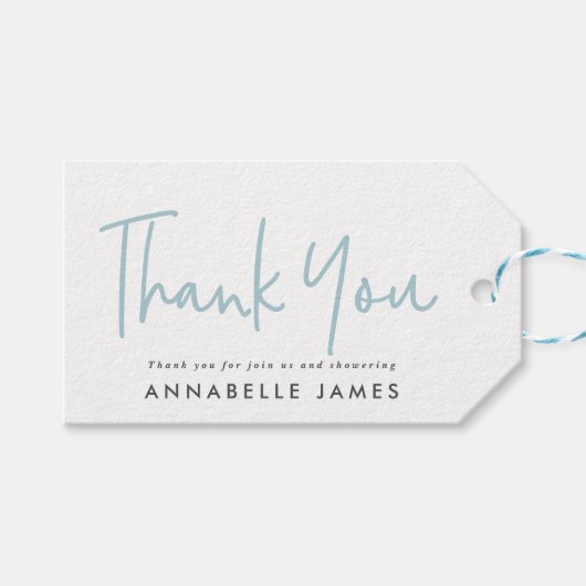 ツインブルーモダン感謝していタイポグラフィスタイリッシュユー ギフトタグ (正面(横))