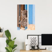 ツインブルー虎猫 ポスター (ホームオフィス)