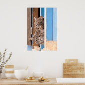 ツインブルー虎猫 ポスター (キッチン)