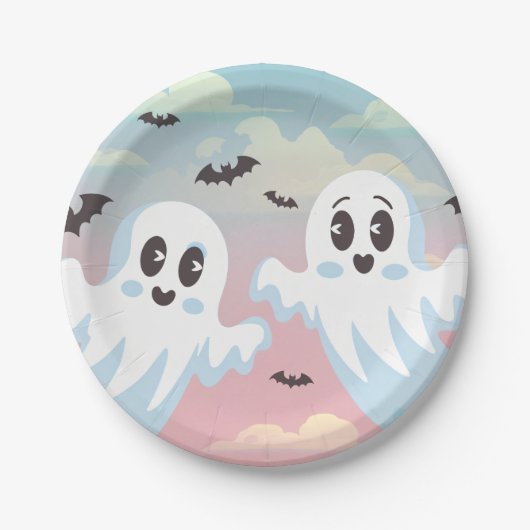 ツインブーのハロウィーンベイビーシャワー ペーパープレート (正面)