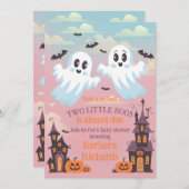 ツインブーのハロウィーンベイビーシャワー 招待状 (正面/裏面)