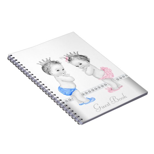 ツインプリンスとプリンセスベビーシャワーゲストブック ノートブック (右側)
