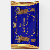 ツインプリンスベビーシャワーブルー金ゴールドドレースエスニック 横断幕 (縦)