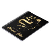 ツインヘビとスカルブラック&金ゴールドトレンディーゴシック ノートブック (左側)