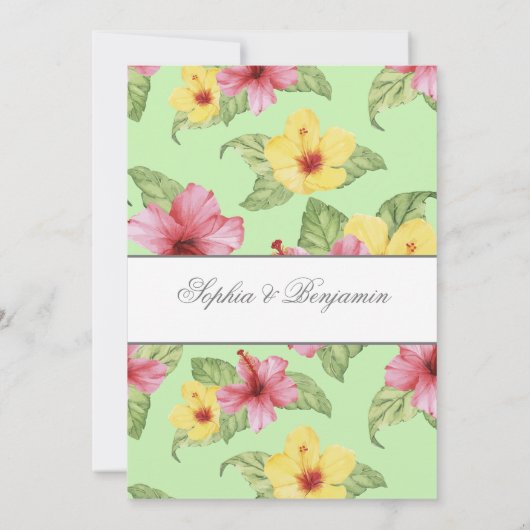 ツインヘブライ語ベビーユダヤの熱帯フローラを命名 招待状 (裏面)