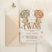ツインベアーズボーイガールスター&バルーン赤ちゃんシャワー 招待状