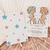 ツインベアーズボーイガールスター&バルーン赤ちゃんシャワー 招待状