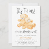 ツインベア私たちは赤ちゃんシャワーを待つことができる 招待状 (正面)