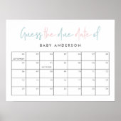 ツインベイビーシャワーピンクブルーモダンタイポグラフィ ポスター (正面)