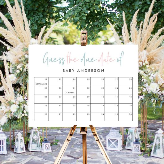 ツインベイビーシャワーピンクブルーモダンタイポグラフィ ポスター