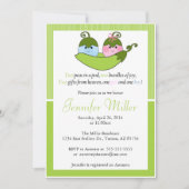 ツインベイビーシャワー招待状、ポッドの2つのエンドウ 招待状 (正面)