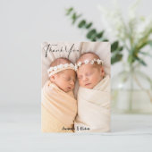 ツインベビーガールサンキューユー誕生日ポストカ ポストカード (スタンド正面)