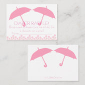 ツインベビーガールシャワーおむつラッフルチケット エンクロージャーカード (正面/裏面)