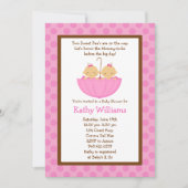 ツインベビーガールシャワー招待状 招待状 (正面)