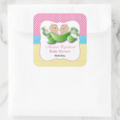 ツインベビーガールシャワー – ポッドの2つのエンドウ スクエアシール (バッグ)