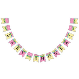 ツインベビーガールシャワー – ポッドの2つのエンドウ バンティングフラッグ