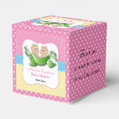ツインベビーガールシャワー – ポッドの2つのエンドウ フェイバーボックス (裏面サイド)