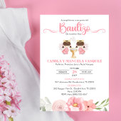 ツインベビーガールズインビタシオンバウティゾフラワーズバプテスマ 招待状