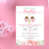 ツインベビーガールズインビタシオンバウティゾフラワーズバプテスマ 招待状