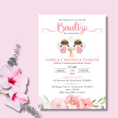 ツインベビーガールズインビタシオンバウティゾフラワーズバプテスマ 招待状