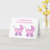 ツインベビーガールズオフィシャルピンク乳母車 カード (黄色い花)