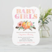ツインベビーガールズカボチャ無料スピリットベビーシャワー 招待状 (スタンド正面)