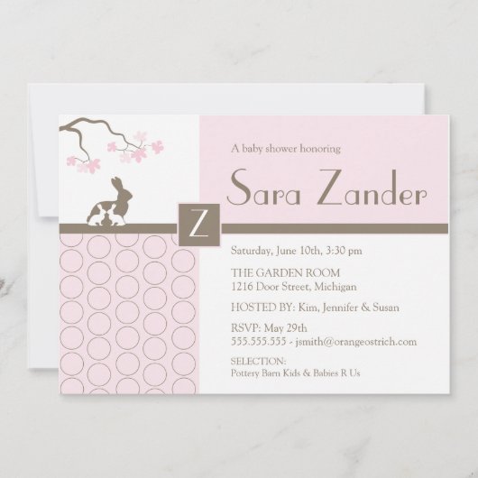 ツインベビーガールズシャワー招待状 招待状 (正面)