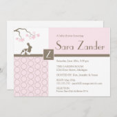 ツインベビーガールズシャワー招待状 招待状 (正面/裏面)