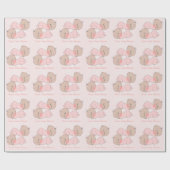 ツインベビーガールズベビーシャワー ラッピングペーパー (フラット)