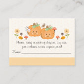 ツインベビーガールパンプキンおむつラッフルチケット エンクロージャーカード (裏面)