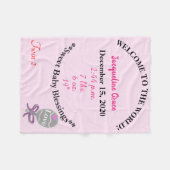 ツインベビーガールピンクホワイトベビー統計 フリースブランケット (正面(横))