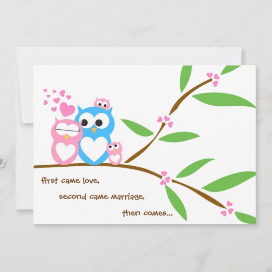 ツインベビーガールフクロウベビーシャワー招待状 招待状 (正面)