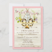 ツインベビーシャワーウッドランド動物テペヘッジホッグ 招待状 (正面)