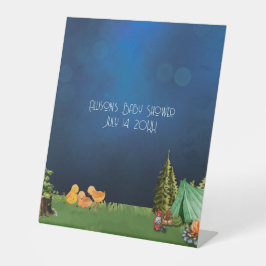 ツインベビーシャワーキャンプテーマ 台座サイン