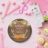 ツインベビーシャワーパンプキンスプレート素朴ウッド ペーパープレート (パーティー)