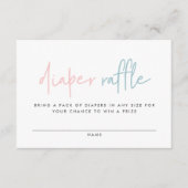 ツインベビーシャワーピンクの青いモダンおむつラッフル エンクロージャーカード (正面)