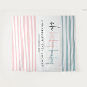 ツインベビーシャワーピンクブルーのモダンタイポグラフィパーティー タペストリー (正面(横))