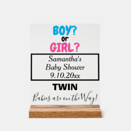 ツインベビーシャワーピンクブルーママ名になる アクリルサイン