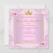 ツインベビーシャワープリンセスティアラガールピンクエスニック 招待状 (裏面)