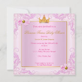 ツインベビーシャワープリンセスティアラガールピンクエスニック 招待状 (裏面)