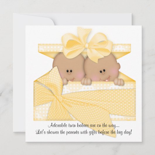 ツインベビーシャワー招待状アフリカ系アメリカ人 招待状 (正面)