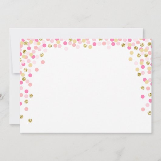 ツインベビーシャワー招待状ガールズピンクと金ゴールド 招待状 (裏面)