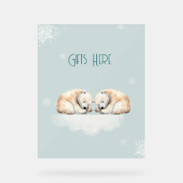 ツインベビーシャワー眠るホッキョクグマ アクリルサイン