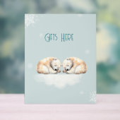 ツインベビーシャワー眠るホッキョクグマ アクリルサイン (ニュートラル)