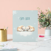 ツインベビーシャワー眠るホッキョクグマ アクリルサイン (ウェディング)