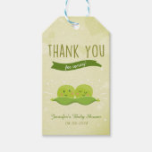 ツインベビーシャワー2つの豆ポッドギフトラベルラベル ギフトタグ (正面)