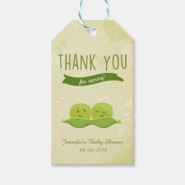 ツインベビーシャワー2つの豆ポッドギフトラベルラベル ギフトタグ