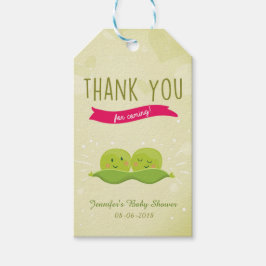 ツインベビーシャワー2つの豆ポッドギフトラベル女の子 ギフトタグ